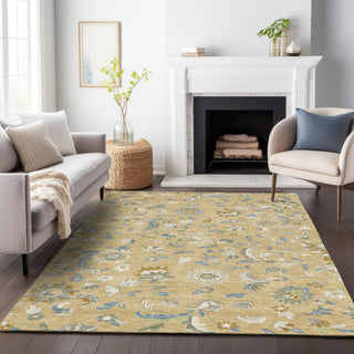 Piper Looms Chantille Floral ACN1006 Wheat Machine Washable Area Rug Lifestyle Image Feature