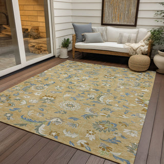 Piper Looms Chantille Floral ACN1006 Wheat Machine Washable Area Rug Outdoor Lifestyle Image Feature