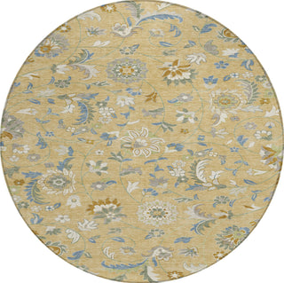 Piper Looms Chantille Floral ACN1006 Wheat Machine Washable Area Rug Round Main Image