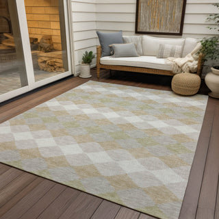 Piper Looms Chantille Geometric ACN1007 Beige Machine Washable Area Rug Outdoor Lifestyle Image Feature