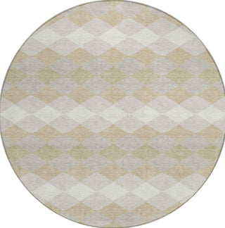 Piper Looms Chantille Geometric ACN1007 Beige Machine Washable Area Rug Round Main Image