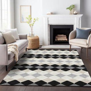 Piper Looms Chantille Geometric ACN1007 Black Machine Washable Area Rug Lifestyle Image Feature