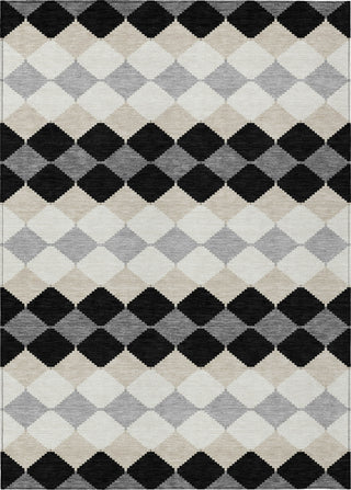 Piper Looms Chantille Geometric ACN1007 Black Machine Washable Area Rug main image