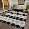 Piper Looms Chantille Geometric ACN1007 Black Machine Washable Area Rug Outdoor Lifestyle Image Feature