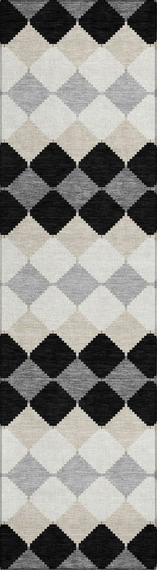 Piper Looms Chantille Geometric ACN1007 Black Machine Washable Area Rug Runner Main Image