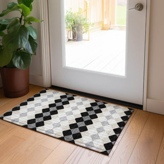 Piper Looms Chantille Geometric ACN1007 Black Machine Washable Area Rug Scatter Lifestyle Image Feature