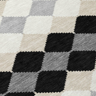 Piper Looms Chantille Geometric ACN1007 Black Machine Washable Area Rug Swatch Image