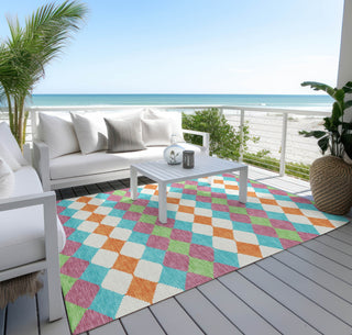 Piper Looms Chantille Geometric ACN1007 Blush Machine Washable Area Rug Outdoor Lifestyle Image Feature