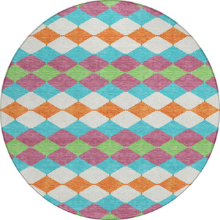 Piper Looms Chantille Geometric ACN1007 Blush Machine Washable Area Rug Round Main Image