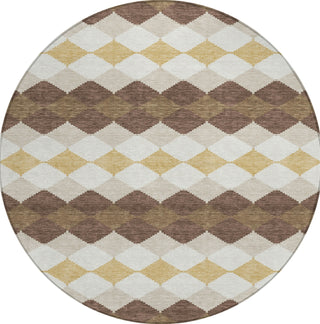 Piper Looms Chantille Geometric ACN1007 Brown Machine Washable Area Rug Round Main Image