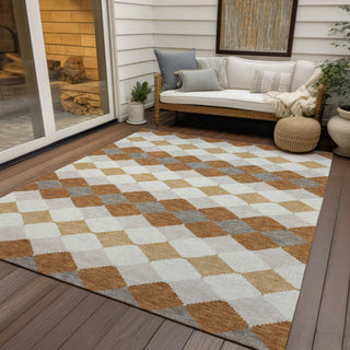 Piper Looms Chantille Geometric ACN1007 Copper Machine Washable Area Rug Outdoor Lifestyle Image Feature
