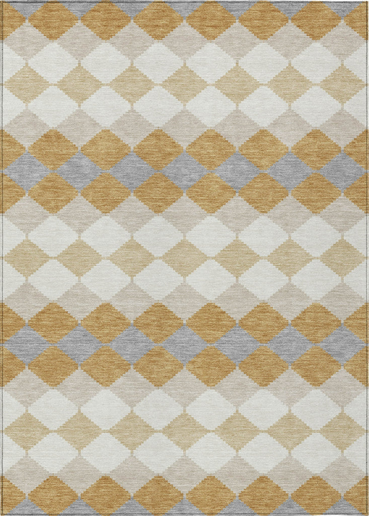 Piper Looms Chantille Geometric ACN1007 Gold Machine Washable Area Rug main image