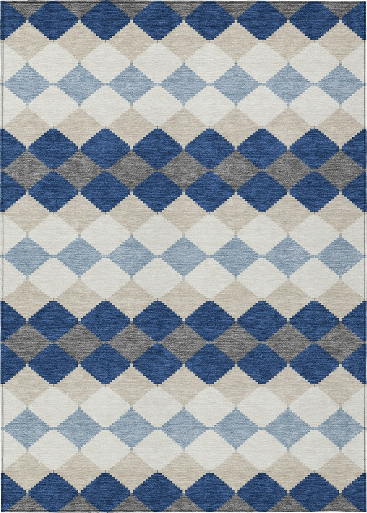 Piper Looms Chantille Geometric ACN1007 Navy Machine Washable Area Rug main image