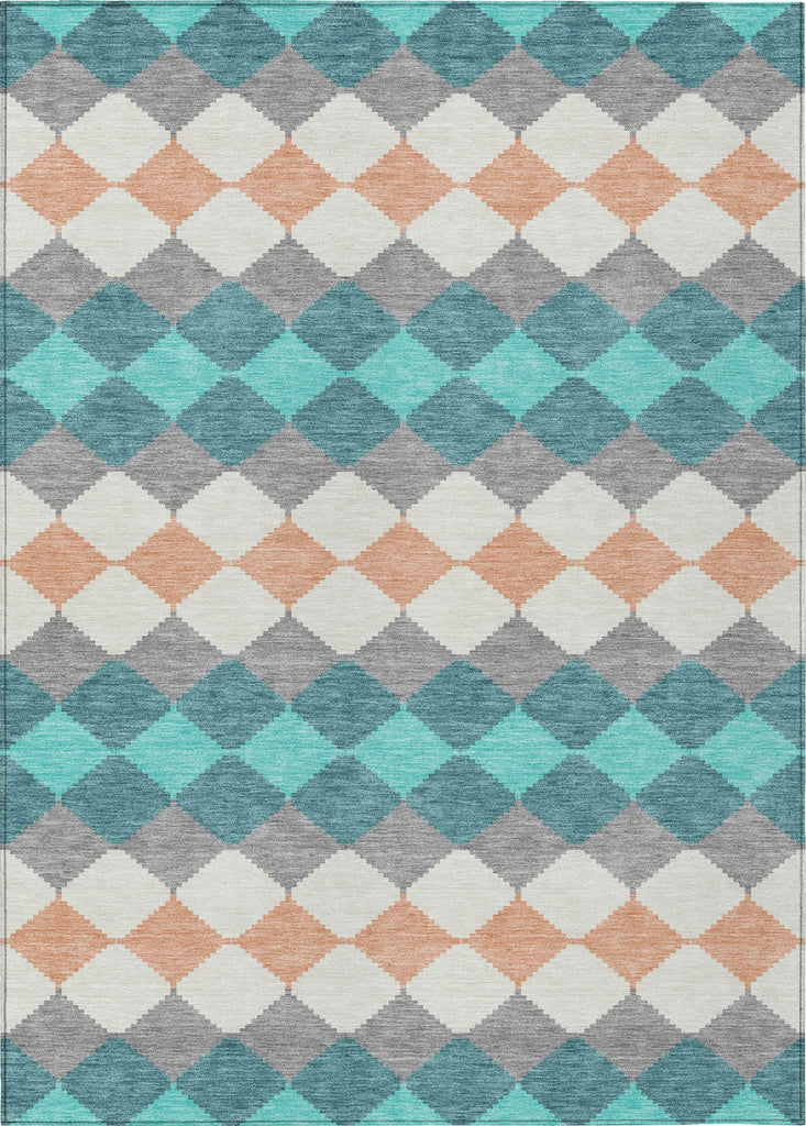Piper Looms Chantille Geometric ACN1007 Teal Machine Washable Area Rug main image