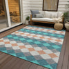 Piper Looms Chantille Geometric ACN1007 Teal Machine Washable Area Rug Outdoor Lifestyle Image Feature