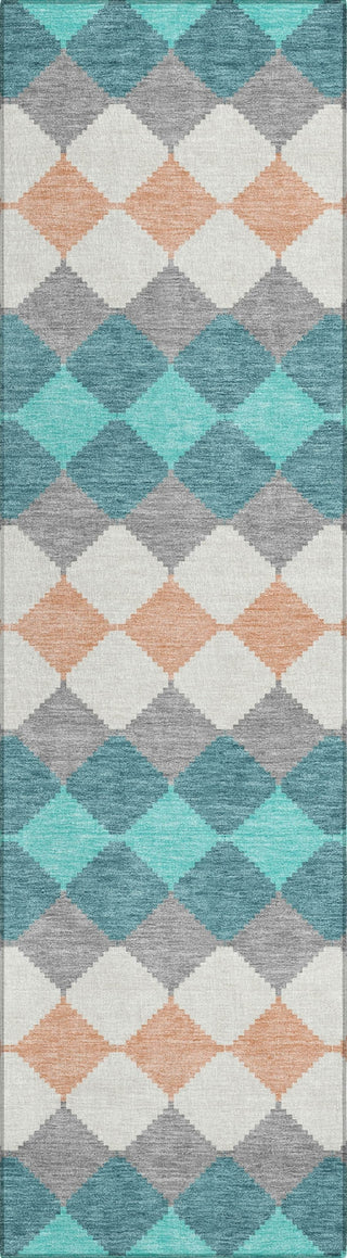 Piper Looms Chantille Geometric ACN1007 Teal Machine Washable Area Rug Runner Main Image