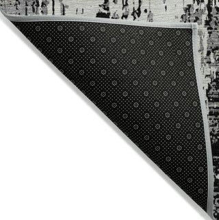Piper Looms Chantille Abstract ACN1008 Black Machine Washable Area Rug Backing Image
