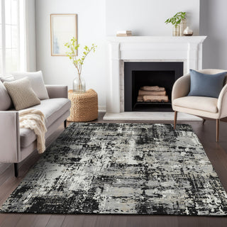 Piper Looms Chantille Abstract ACN1008 Black Machine Washable Area Rug Lifestyle Image Feature