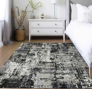 Piper Looms Chantille Abstract ACN1008 Black Machine Washable Area Rug Lifestyle Image Feature