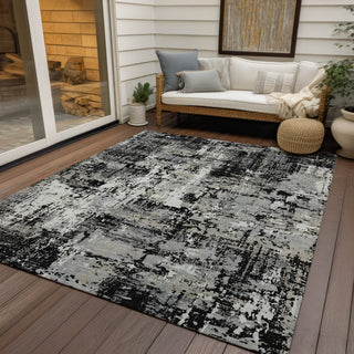 Piper Looms Chantille Abstract ACN1008 Black Machine Washable Area Rug Outdoor Lifestyle Image Feature