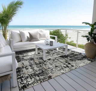Piper Looms Chantille Abstract ACN1008 Black Machine Washable Area Rug Outdoor Lifestyle Image Feature