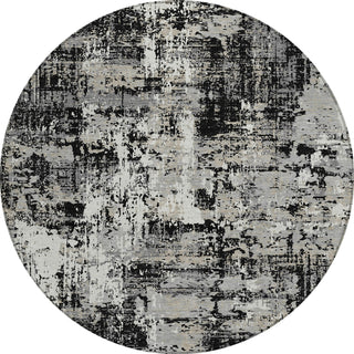Piper Looms Chantille Abstract ACN1008 Black Machine Washable Area Rug Round Main Image