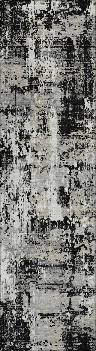 Piper Looms Chantille Abstract ACN1008 Black Machine Washable Area Rug Runner Main Image
