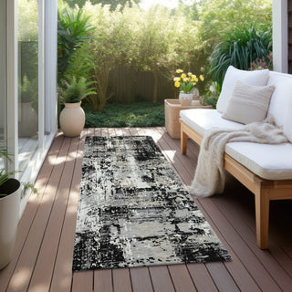 Piper Looms Chantille Abstract ACN1008 Black Machine Washable Area Rug Runner Outdoor Lifestyle Image Feature