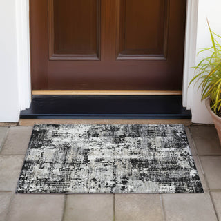 Piper Looms Chantille Abstract ACN1008 Black Machine Washable Area Rug Scatter Outdoor Lifestyle Image Feature