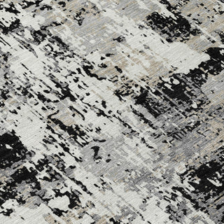Piper Looms Chantille Abstract ACN1008 Black Machine Washable Area Rug Swatch Image