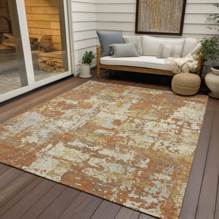 Piper Looms Chantille Abstract ACN1008 Copper Machine Washable Area Rug Outdoor Lifestyle Image Feature