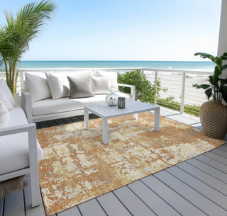 Piper Looms Chantille Abstract ACN1008 Copper Machine Washable Area Rug Outdoor Lifestyle Image Feature