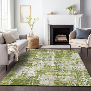 Piper Looms Chantille Abstract ACN1008 Green Machine Washable Area Rug Lifestyle Image Feature