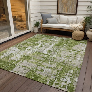 Piper Looms Chantille Abstract ACN1008 Green Machine Washable Area Rug Outdoor Lifestyle Image Feature
