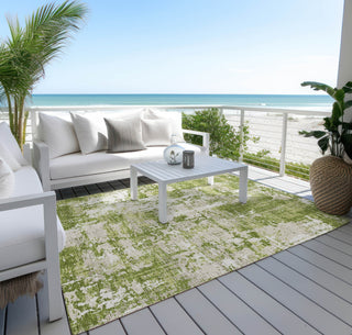 Piper Looms Chantille Abstract ACN1008 Green Machine Washable Area Rug Outdoor Lifestyle Image Feature