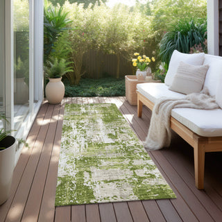 Piper Looms Chantille Abstract ACN1008 Green Machine Washable Area Rug Runner Outdoor Lifestyle Image Feature