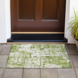 Piper Looms Chantille Abstract ACN1008 Green Machine Washable Area Rug Scatter Outdoor Lifestyle Image Feature