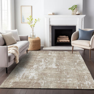 Piper Looms Chantille Abstract ACN1008 Taupe Machine Washable Area Rug Lifestyle Image Feature