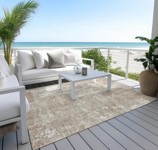 Piper Looms Chantille Abstract ACN1008 Taupe Machine Washable Area Rug Outdoor Lifestyle Image Feature