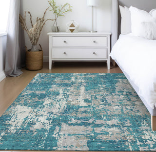 Piper Looms Chantille Abstract ACN1008 Teal Machine Washable Area Rug Lifestyle Image Feature