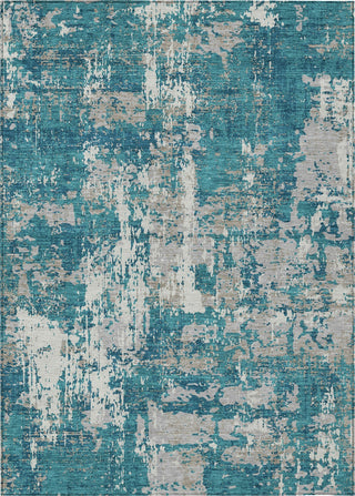 Piper Looms Chantille Abstract ACN1008 Teal Machine Washable Area Rug main image
