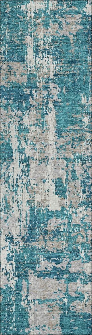 Piper Looms Chantille Abstract ACN1008 Teal Machine Washable Area Rug Runner Main Image