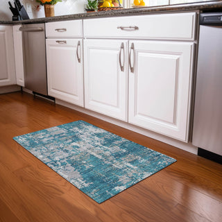 Piper Looms Chantille Abstract ACN1008 Teal Machine Washable Area Rug Scatter Lifestyle Image Feature