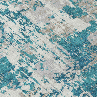 Piper Looms Chantille Abstract ACN1008 Teal Machine Washable Area Rug Swatch Image