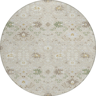 Piper Looms Chantille Traditional ACN1009 Beige Machine Washable Area Rug Round Main Image