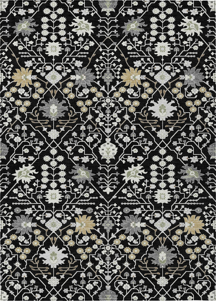 Piper Looms Chantille Traditional ACN1009 Black Machine Washable Area Rug main image