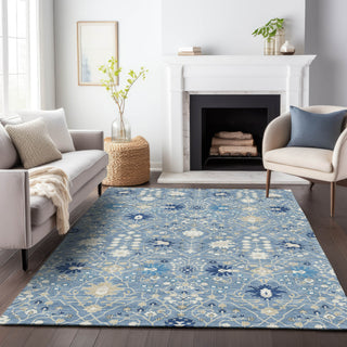 Piper Looms Chantille Traditional ACN1009 Denim Machine Washable Area Rug Lifestyle Image Feature