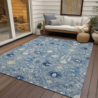 Piper Looms Chantille Traditional ACN1009 Denim Machine Washable Area Rug Outdoor Lifestyle Image Feature