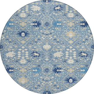 Piper Looms Chantille Traditional ACN1009 Denim Machine Washable Area Rug Round Main Image