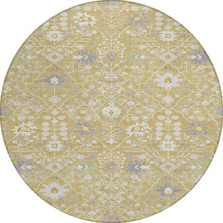 Piper Looms Chantille Traditional ACN1009 Gold Machine Washable Area Rug Round Main Image